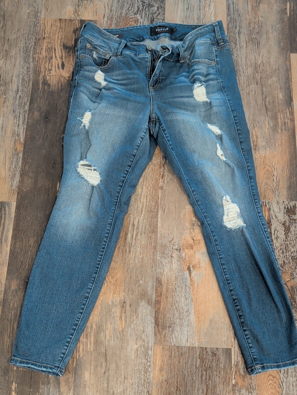 torrid Distressed Medium Blue Skinny Jeans